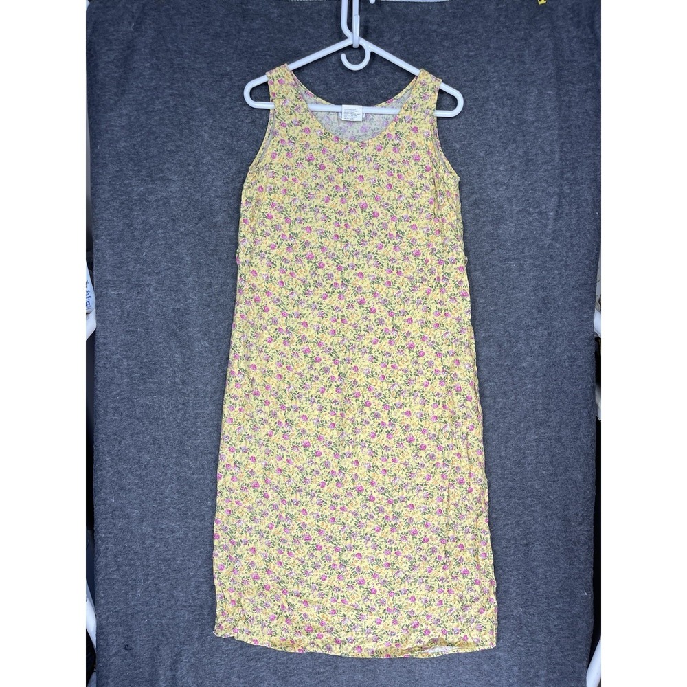 Vintage Raoul dress Womens Petite 10P Yellow Floral Sleeveless Midi Sundress 90s